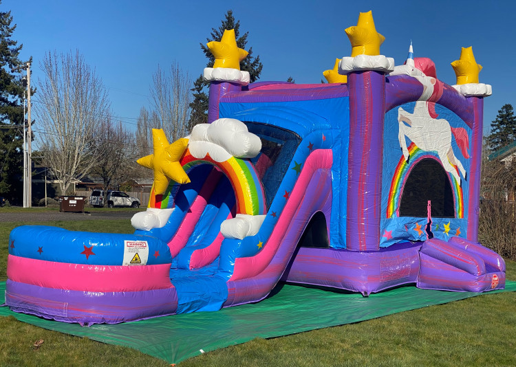 Unicorn Bounce House Double Slide Combo